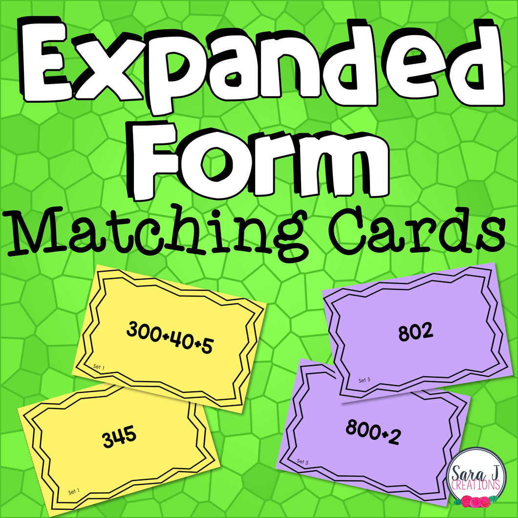 Expanded Form Place Value Matching Cards