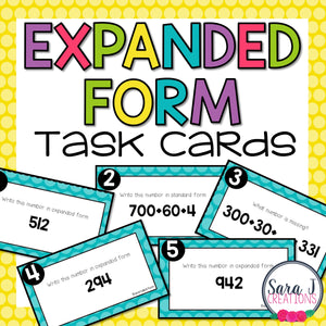 Expanded Form to 1,000 Task Cards