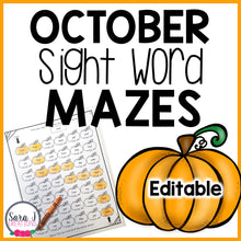 Load image into Gallery viewer, October Pumpkin Editable Fall Maze for Sight Words
