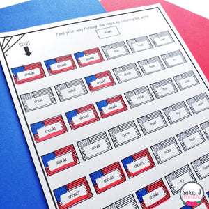 Summer Mazes Editable Sight Word Games for Memorial Day, Flag Day & 4th of July