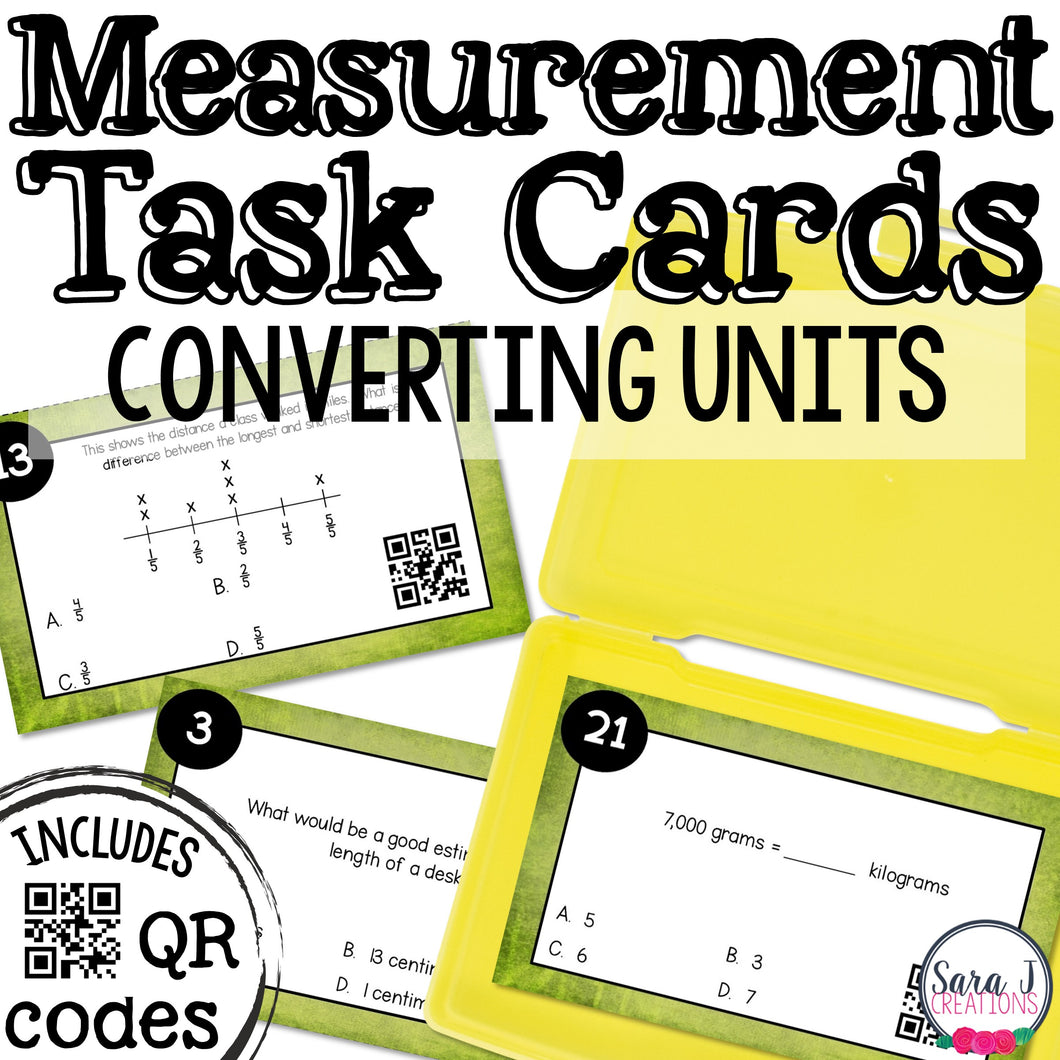 Measurement Conversion Task Cards 4th Grade