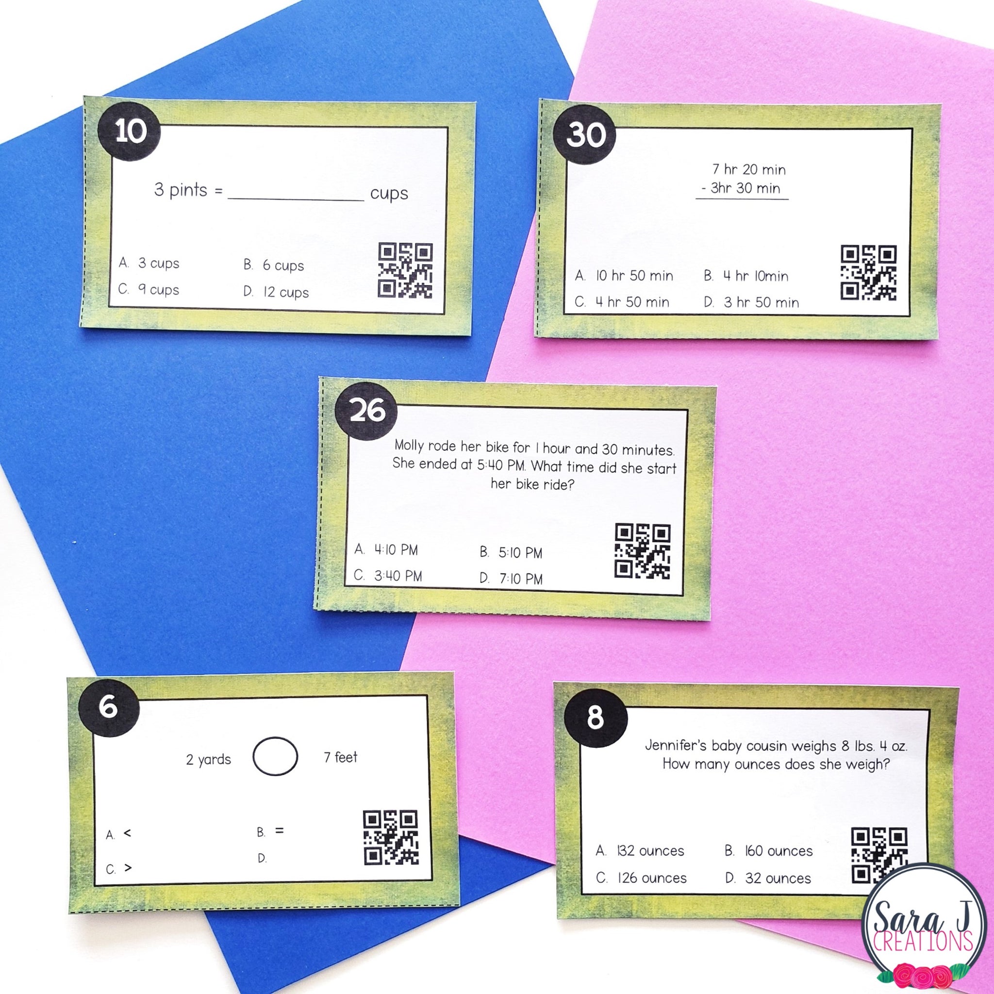 Measurement Conversion Task Cards 4th Grade – Sara J Creations