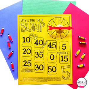 Beginning of the Year Math Games Multiplication Bump Games for Back to School