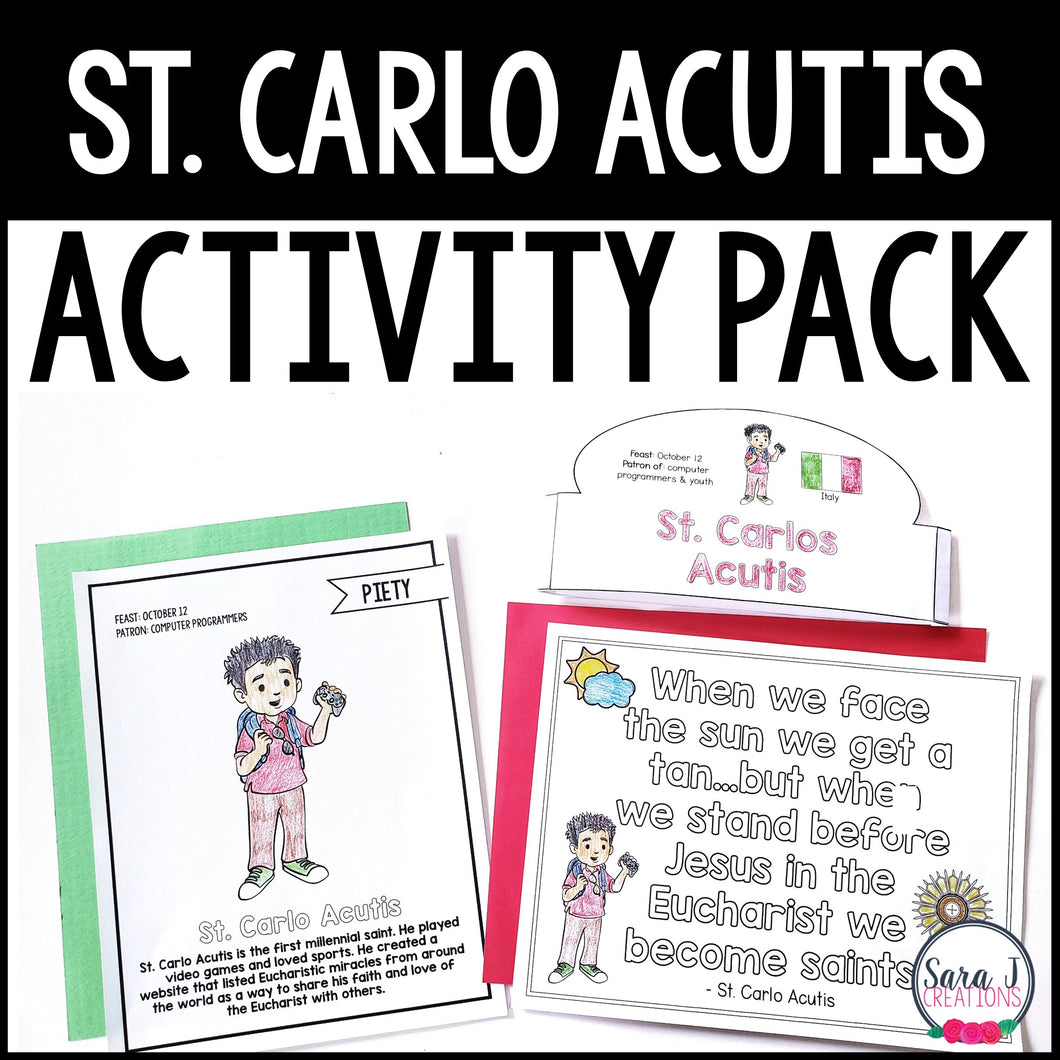 St. Carlo Acutis Activity Pack Catholic Saints Coloring Pages for Canonization