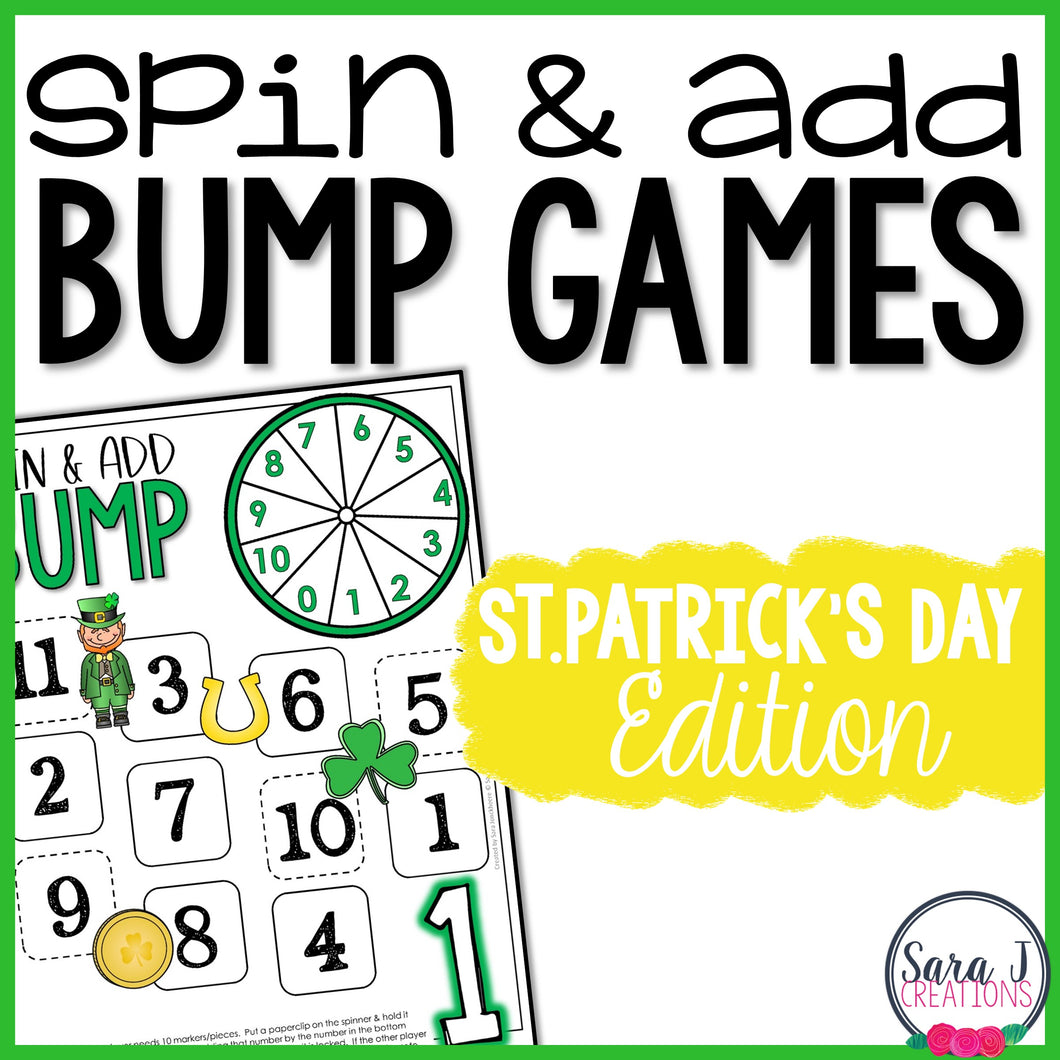 St. Patrick's Day BUMP Math Games Addition Fact Fluency