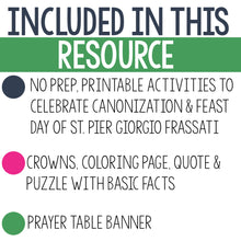Load image into Gallery viewer, St. Pier Giorgio Frassati Activity Pack
