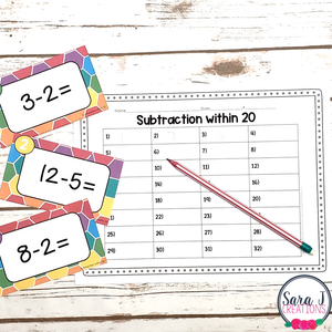 Subtraction within 20 Task Cards