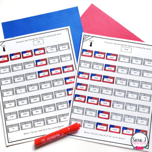 Summer Mazes Editable Sight Word Games for Memorial Day, Flag Day & 4th of July