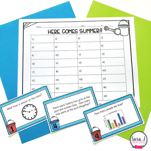 Summer Math Task Cards 2nd Grade