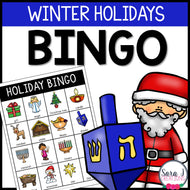 Winter Holidays Bingo - Christmas, Hanukkah, Diwali, Kwanzaa