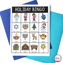 Load image into Gallery viewer, Winter Holidays Bingo - Christmas, Hanukkah, Diwali, Kwanzaa
