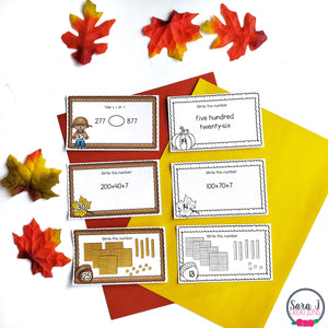 Fall Math Task Cards - Place Value – Sara J Creations
