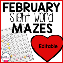 Load image into Gallery viewer, Editable Color by Sight Word Heart Mazes for Valentine&#39;s Day
