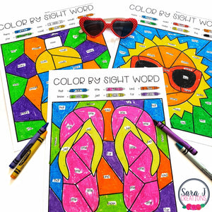 Editable Color by Sight Word - Summer Version