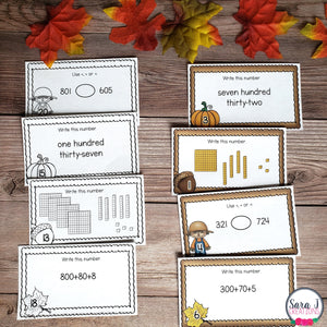 Fall Math Task Cards - Place Value – Sara J Creations