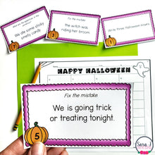 Load image into Gallery viewer, Halloween ELA Task Cards - Parts of Speech, Punctuation, Contractions

