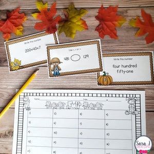 Fall Math Task Cards - Place Value – Sara J Creations
