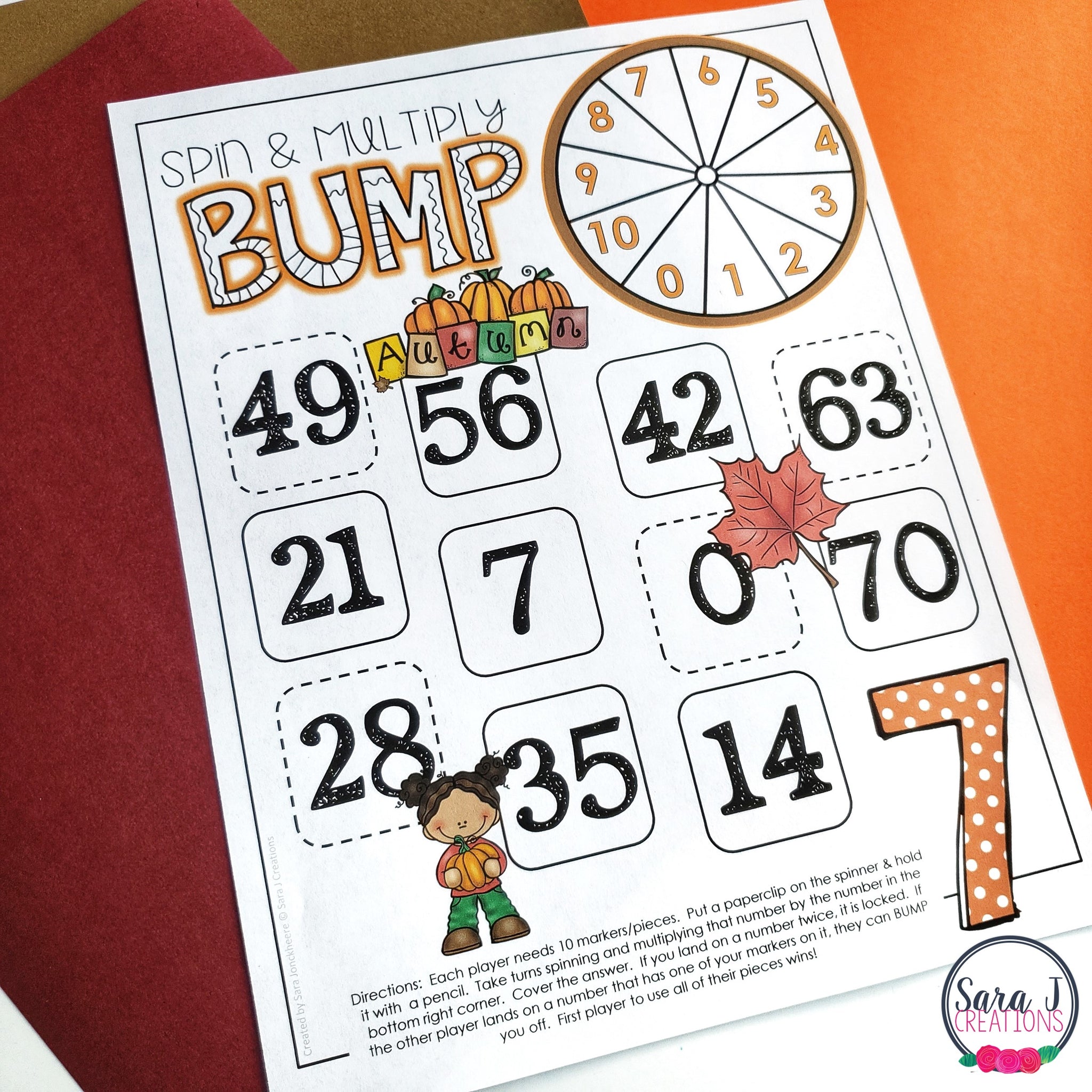 Fall Multiplication BUMP Games – Sara J Creations