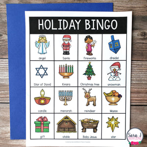 Winter Holidays Bingo - Christmas, Hanukkah, Diwali, Kwanzaa
