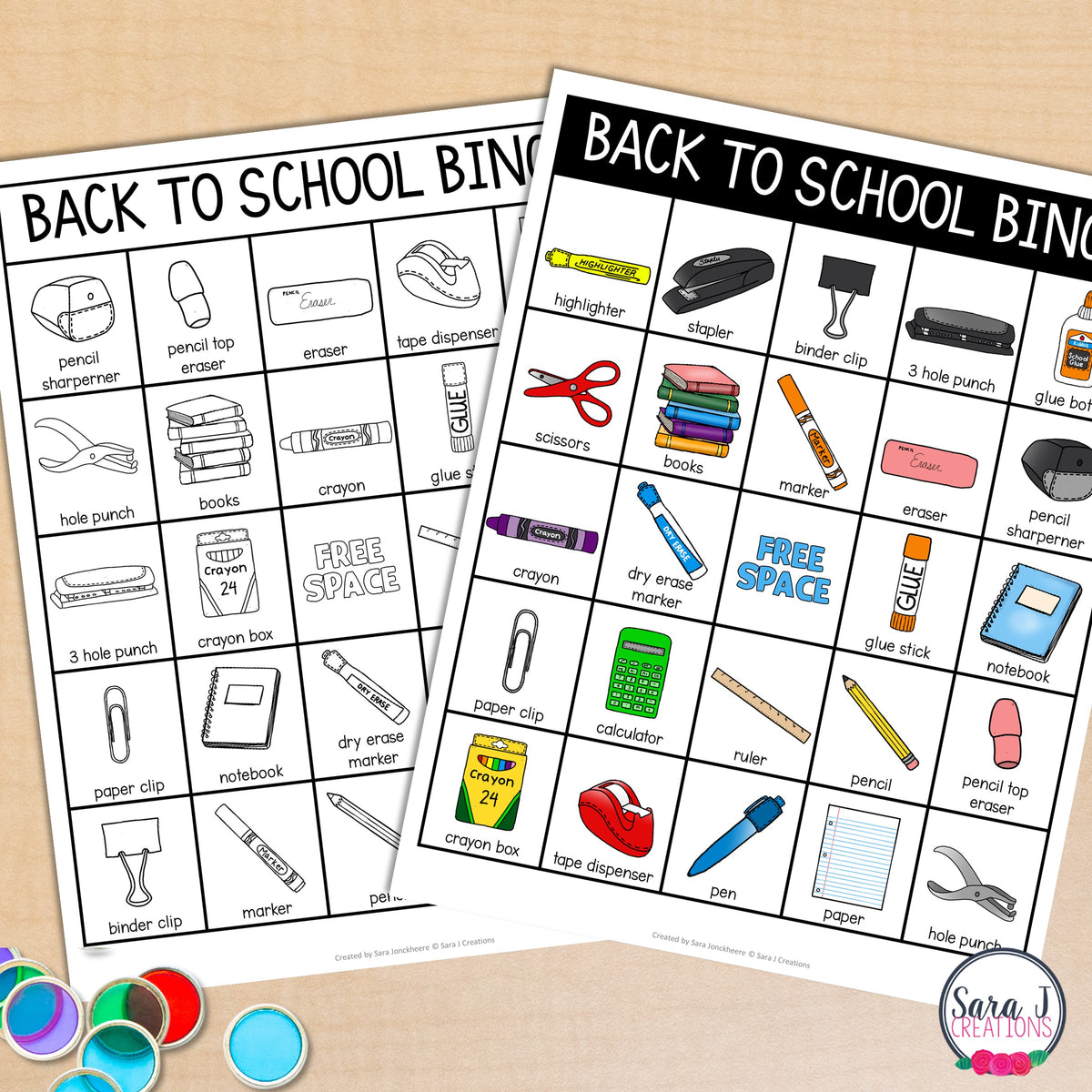 Back to School Bingo – Sara J Creations