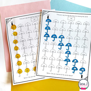 Editable Color by Sight Word Spring Mazes