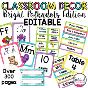 Classroom Decor - Bright Polkadots Theme