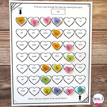 Load image into Gallery viewer, Editable Color by Sight Word Heart Mazes for Valentine&#39;s Day
