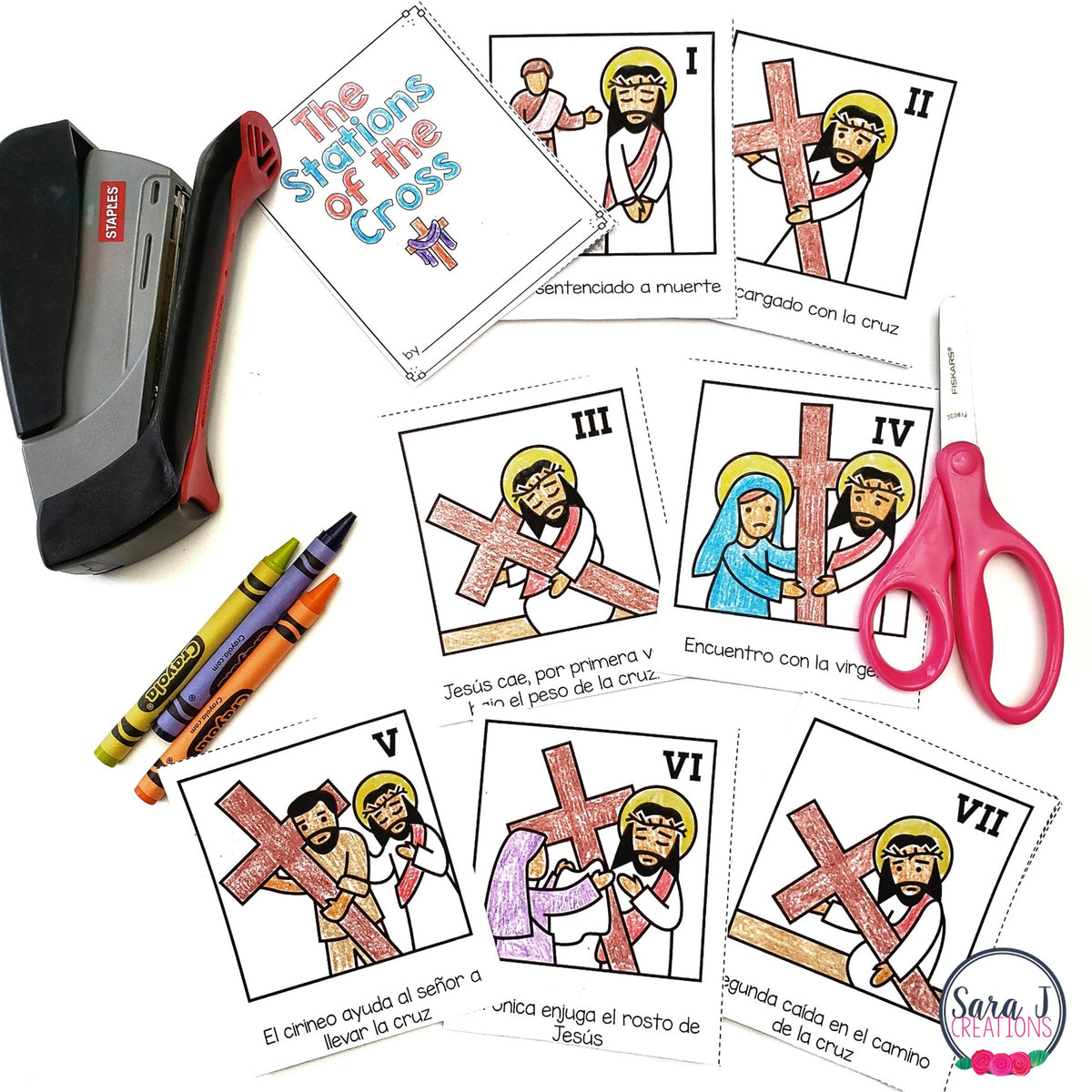 Stations of the Cross Mini Book SPANISH VERSION – Sara J Creations