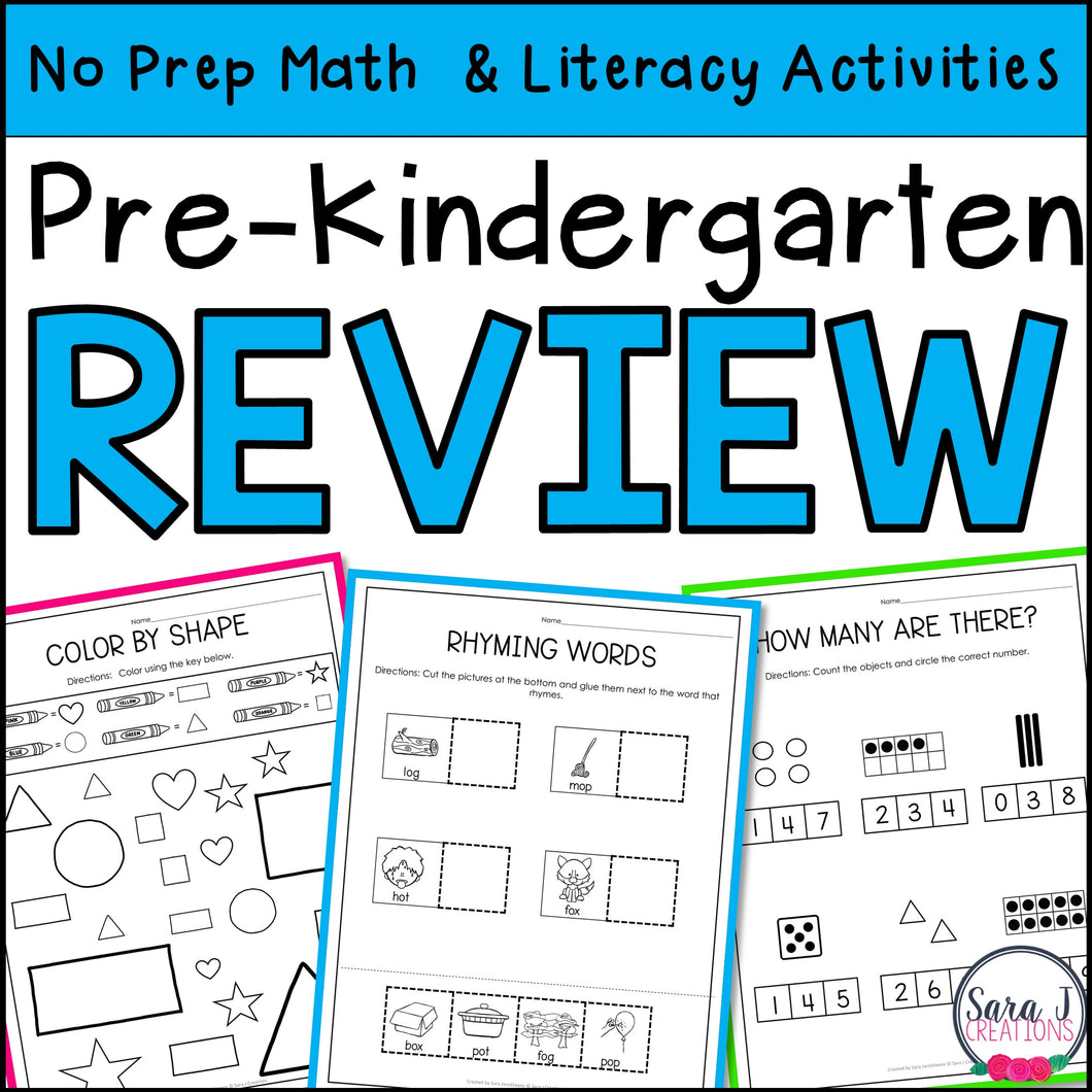 Summer Review Pre K - Preschool