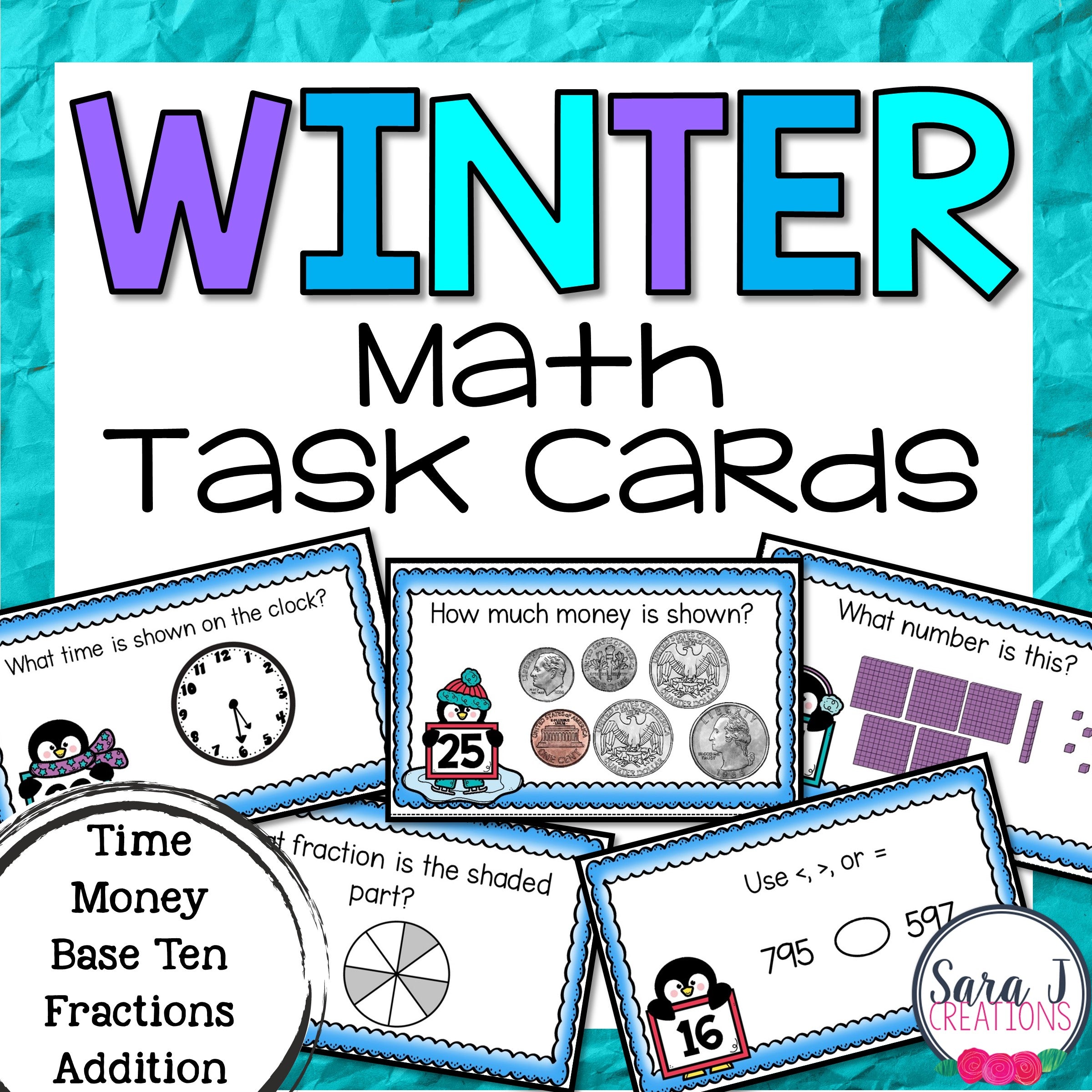 5th grade math task cards Winter Math Task Cards